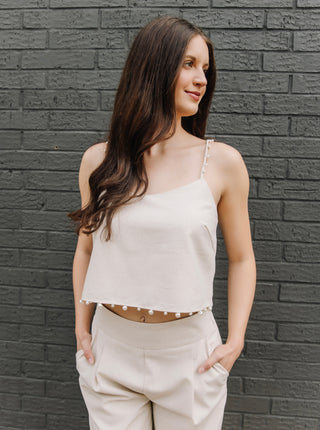 Chic Ensemble Pearl Trimmed Top