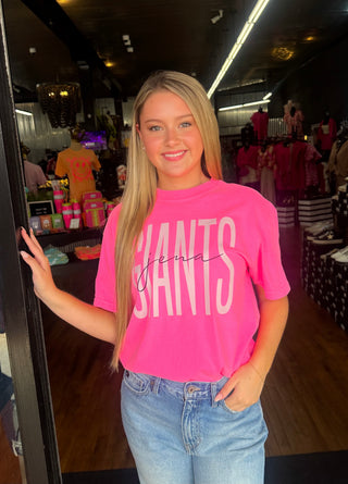 Giants Game Day Tee Shirt in Neon Pink