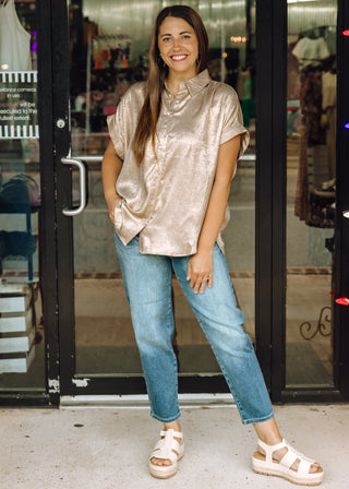 Glistening Gold Metallic Blouse