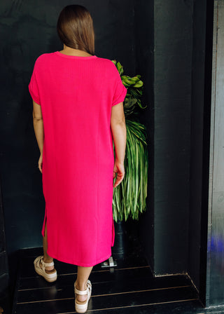 Making Memories Ribbed Midi Dress In Pink