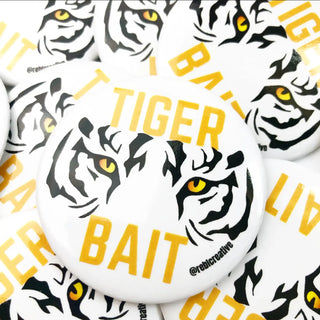 Tiger Bait Game Day Button in White