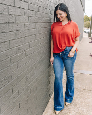 Sweet Perspective Woven Top in Brick