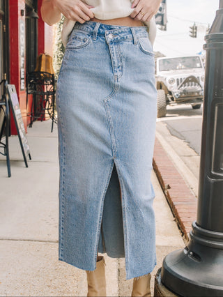 The Claudia Midi Denim Skirt