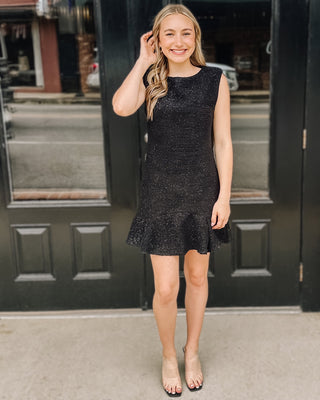 Shimmer Tweed Dress In Black