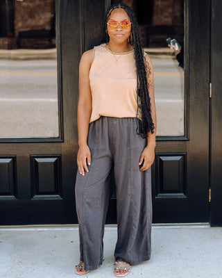 Uptown Brunch Mineral Washed Top In Almond