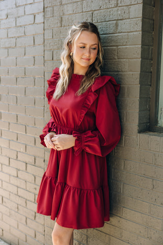 Look My Way Dress in Burgundy